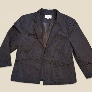 Erin London Black Textured Patterned Jacket Size L